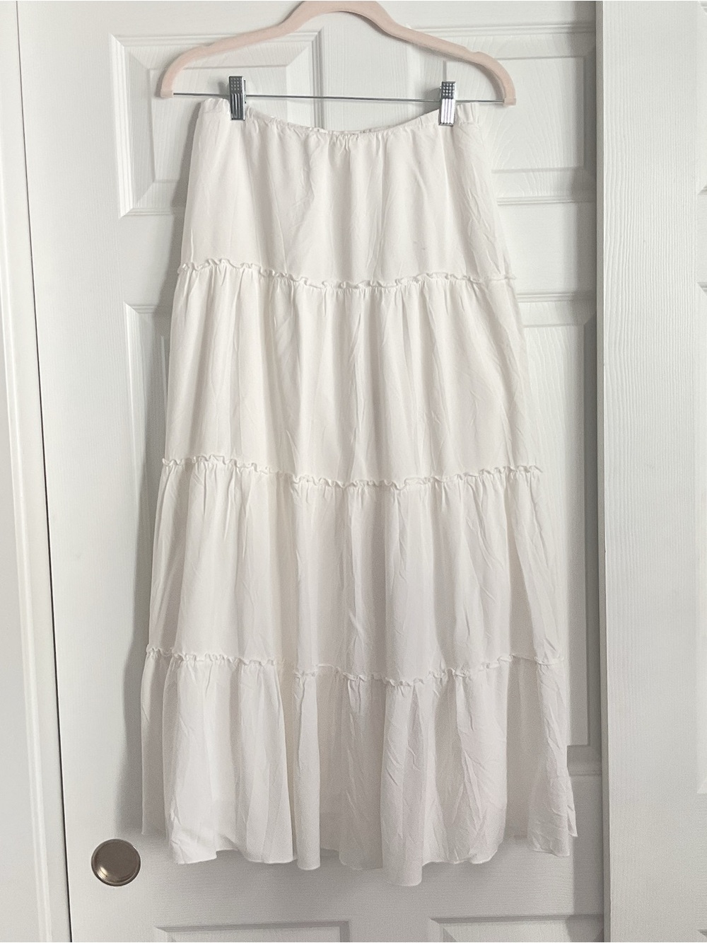 Brandy Melville White Tiered Lightweight Ruffle Maxi Skirt
